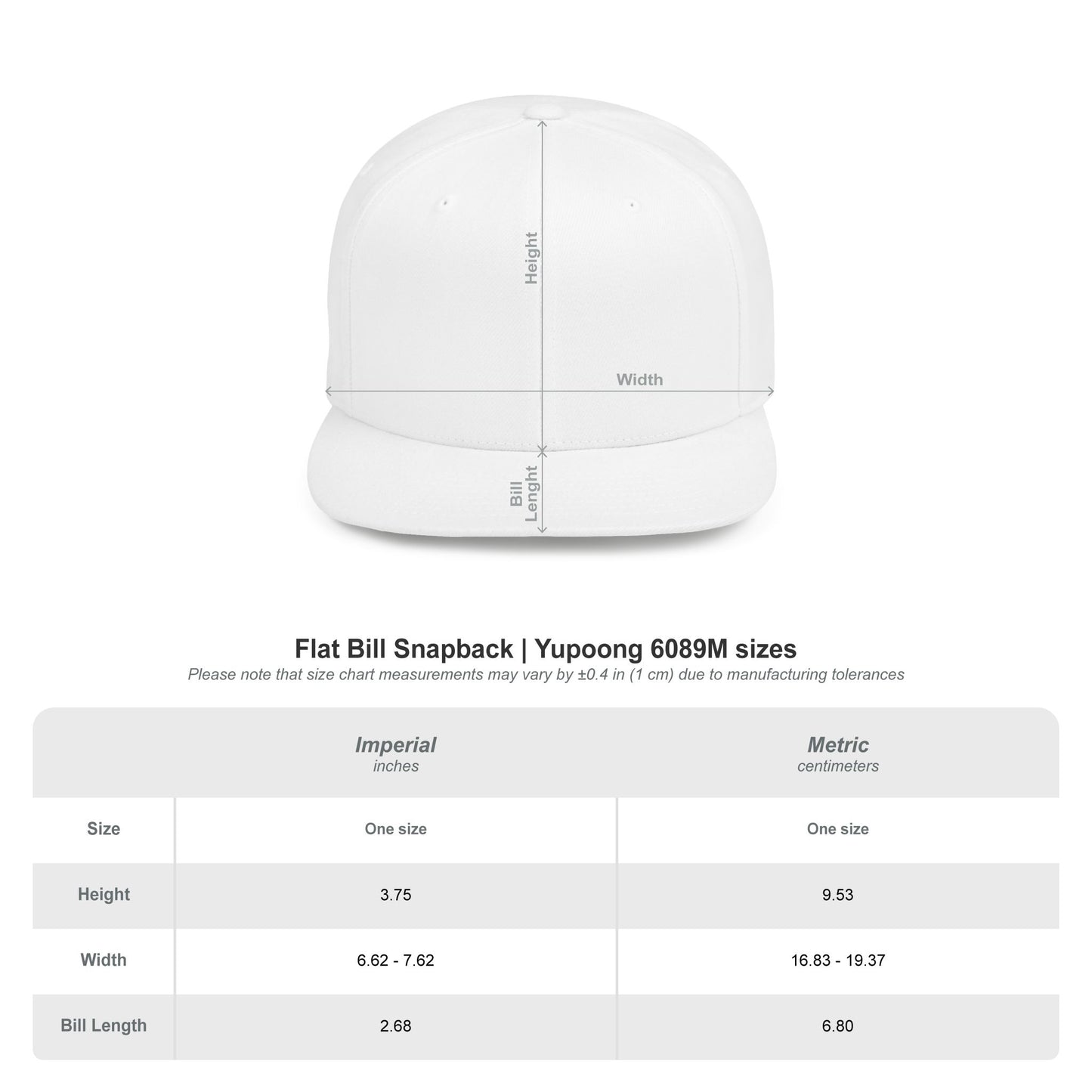 Only Baits 6 panels flat bill hat