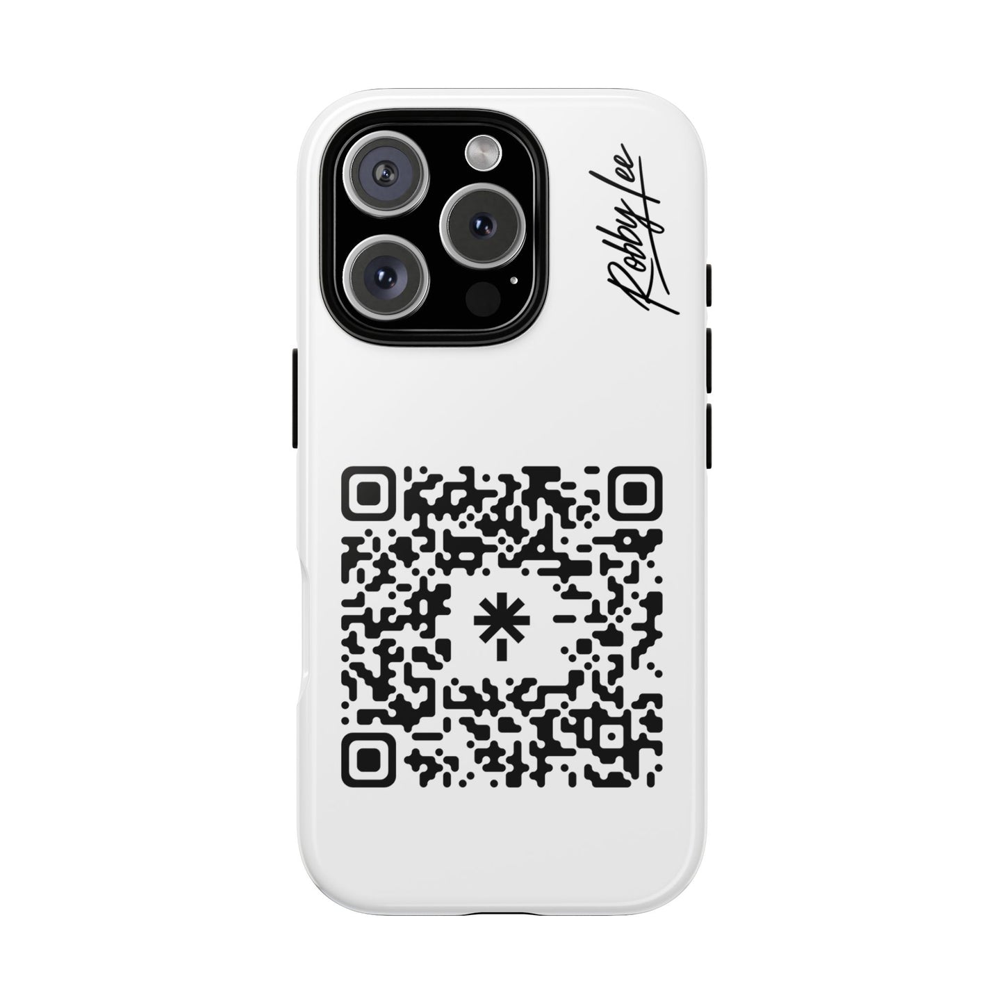 QR Code Tough Phone Case — Minimal White Protective iPhone Cover with Scannable Design