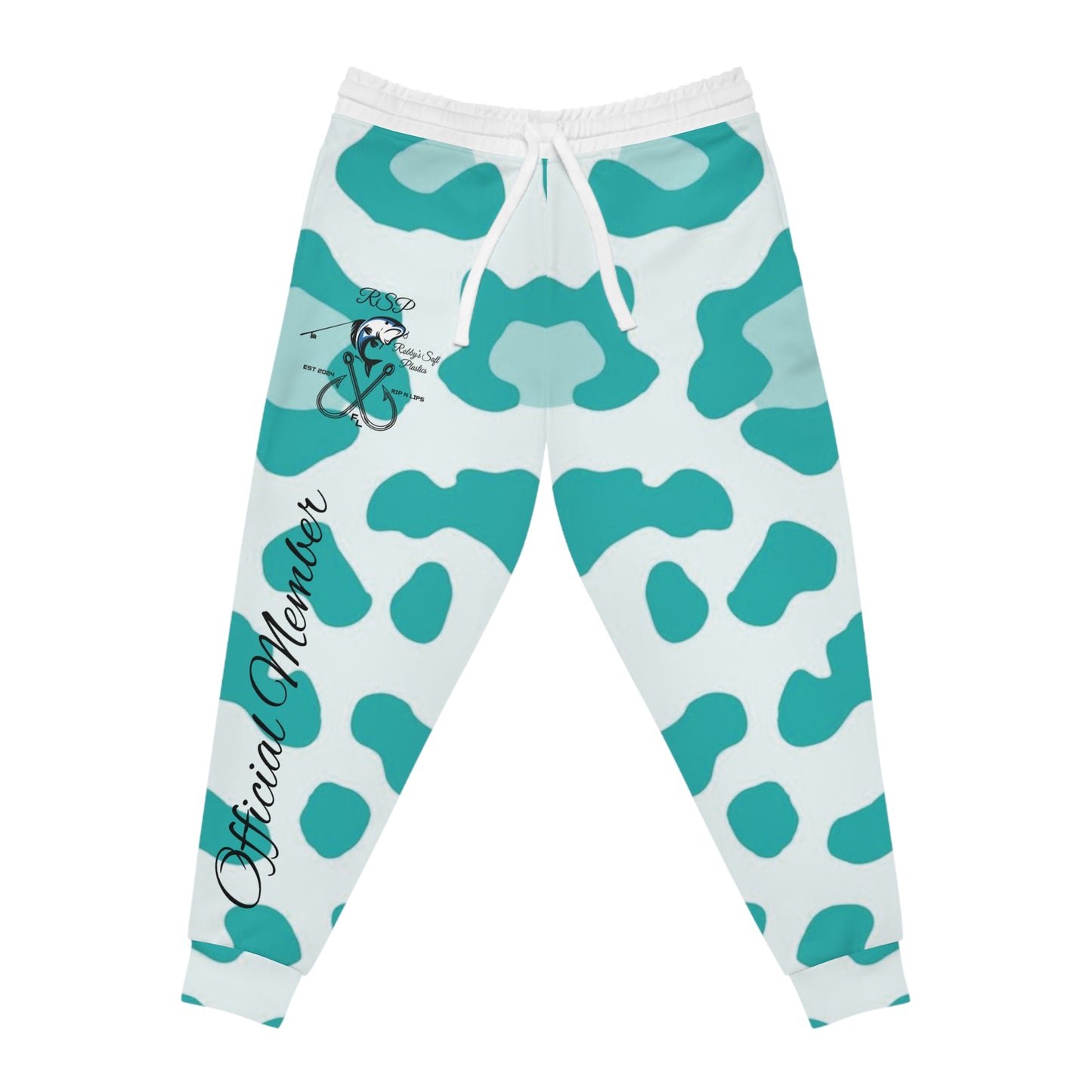 Robbys Soft Plastics Teal Leopard Print Athletic Joggers