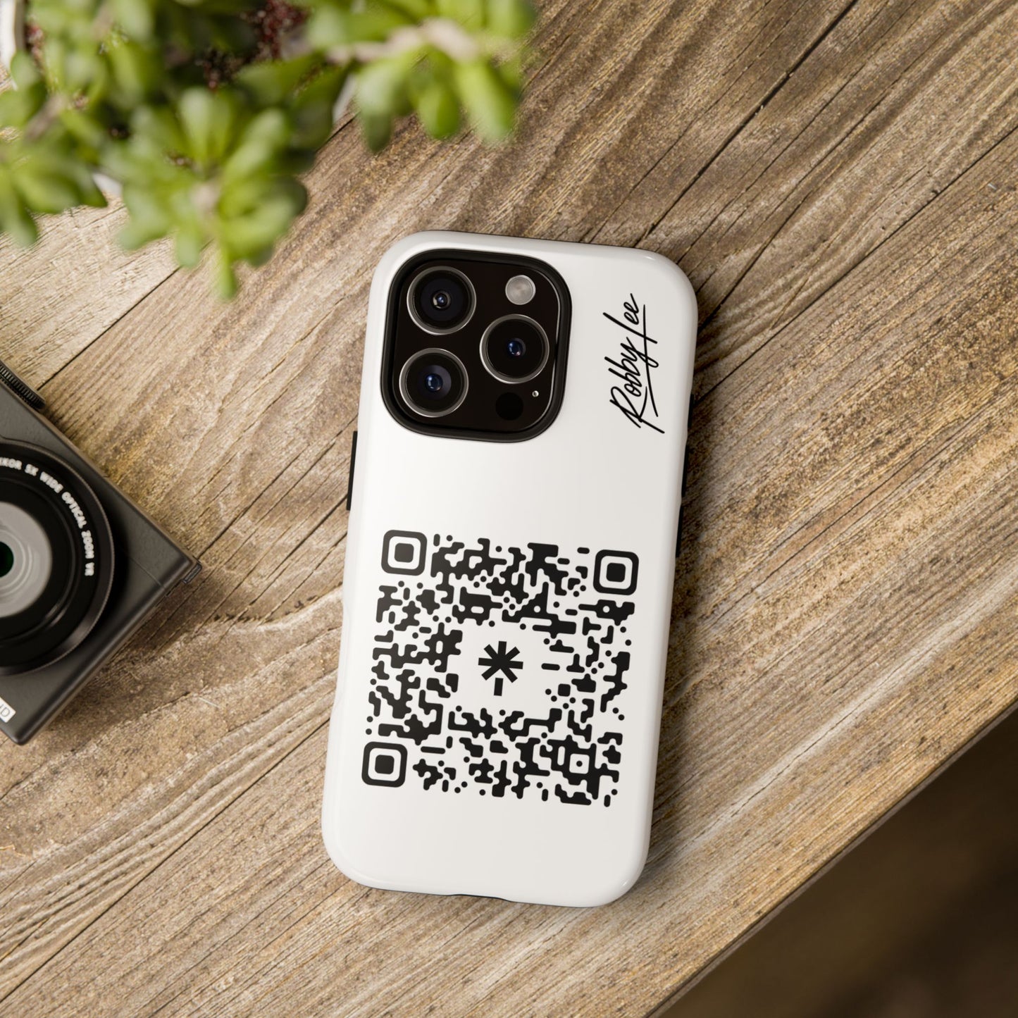 QR Code Tough Phone Case — Minimal White Protective iPhone Cover with Scannable Design