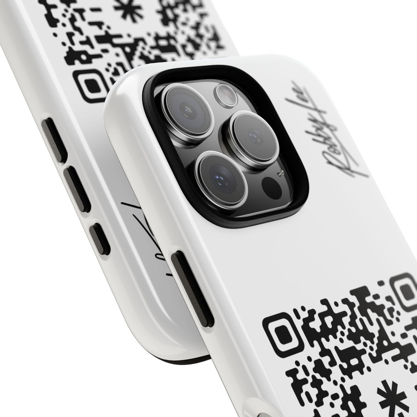 QR Code Tough Phone Case — Minimal White Protective iPhone Cover with Scannable Design