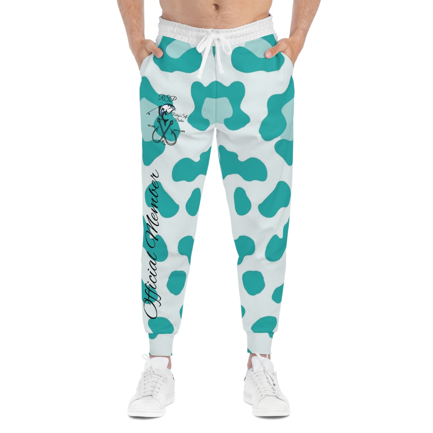 Robbys Soft Plastics Teal Leopard Print Athletic Joggers