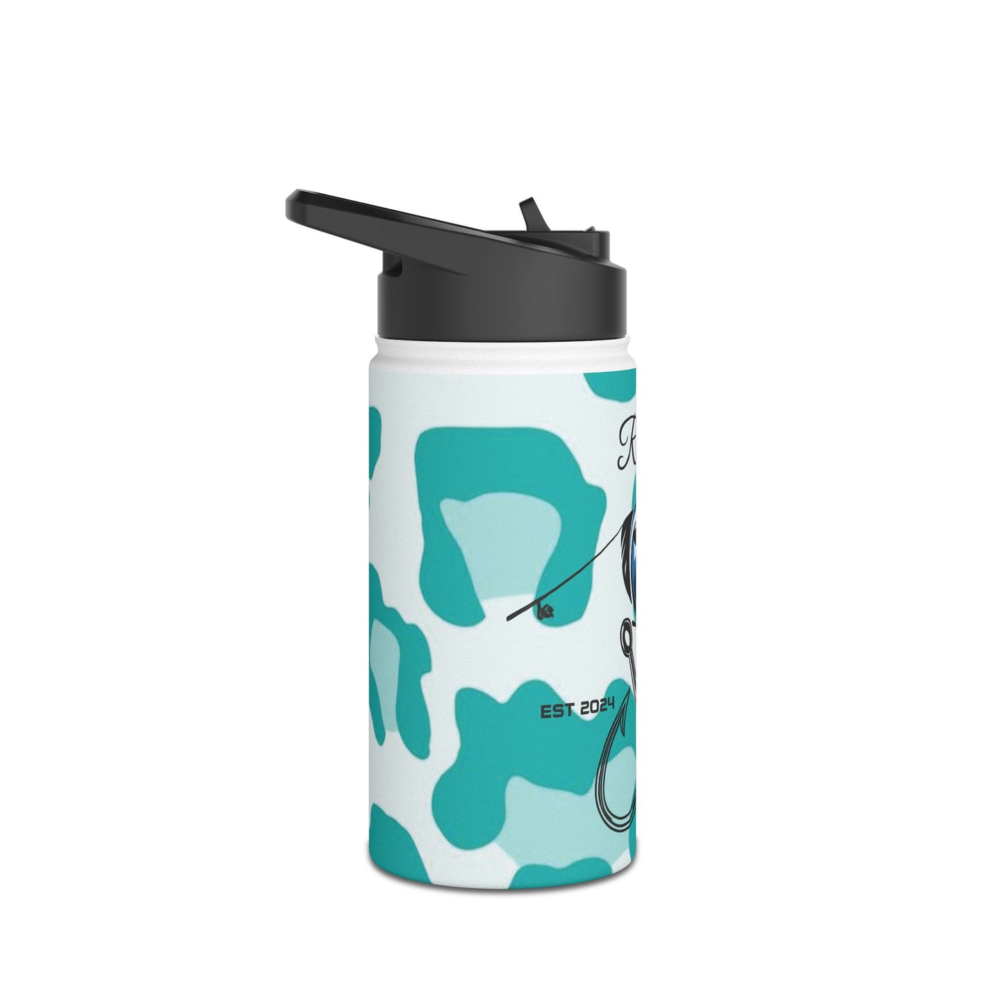 Fishing Logo Stainless Steel Water Bottle – Teal Camo RSP Design