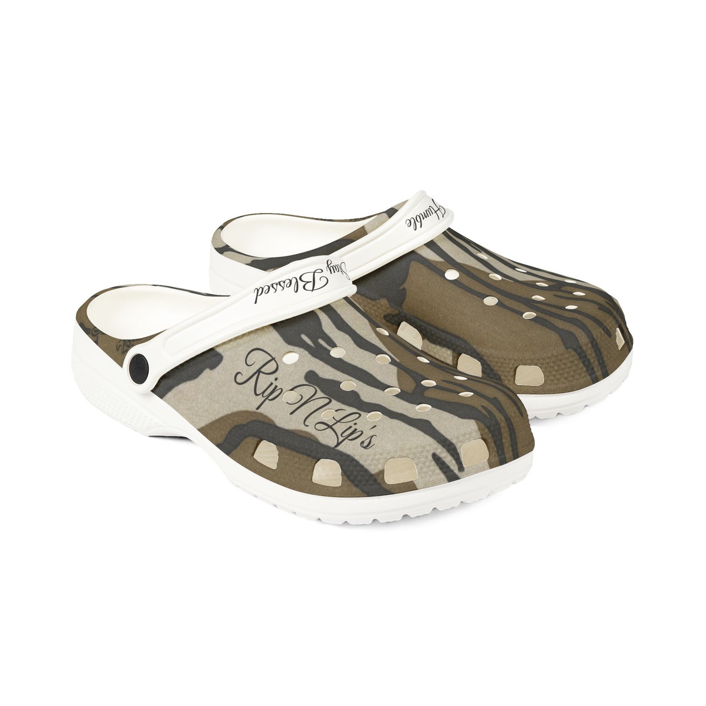 Camo "Stay Blessed" EVA Foam Clogs — Lightweight Slip-On Shoes