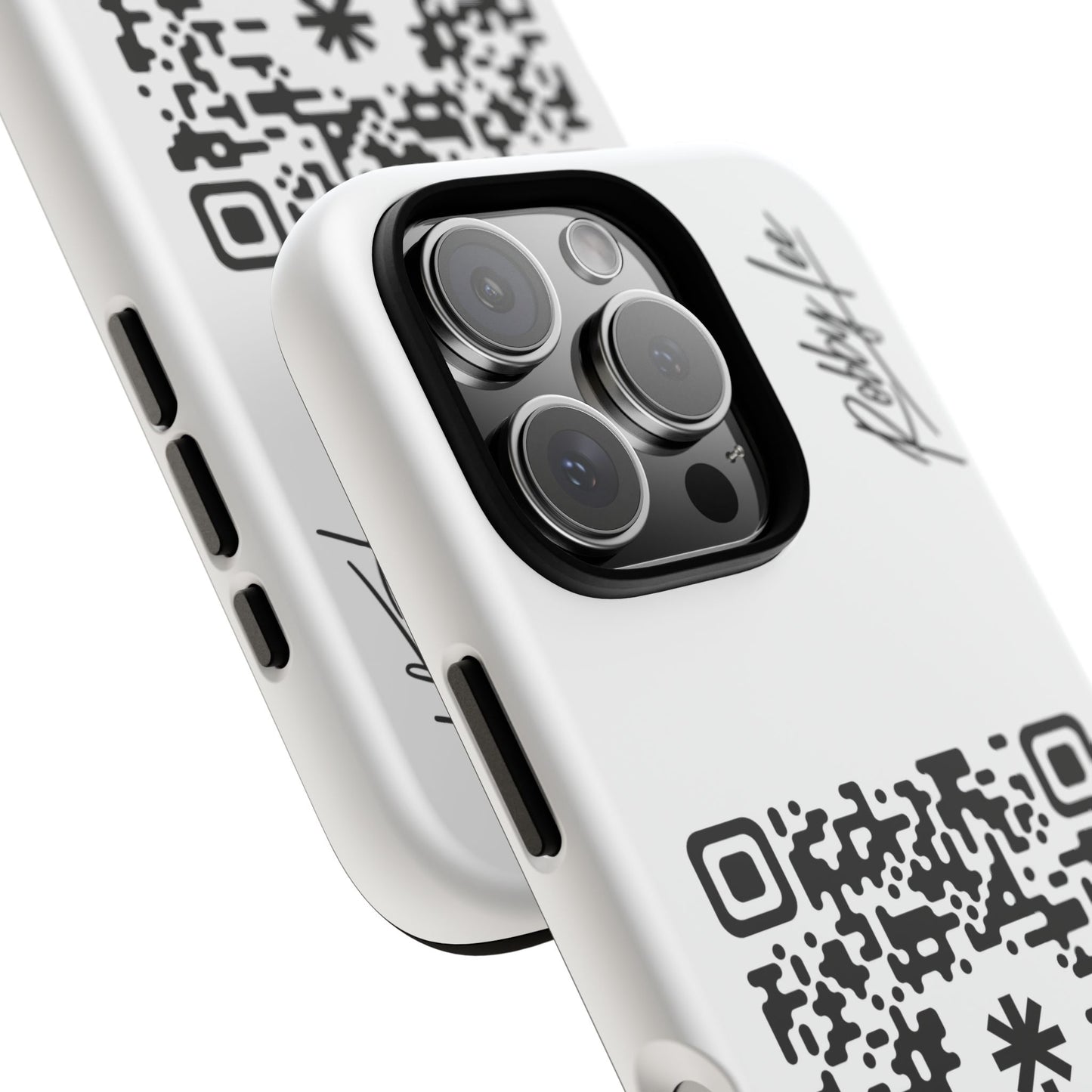 QR Code Tough Phone Case — Minimal White Protective iPhone Cover with Scannable Design