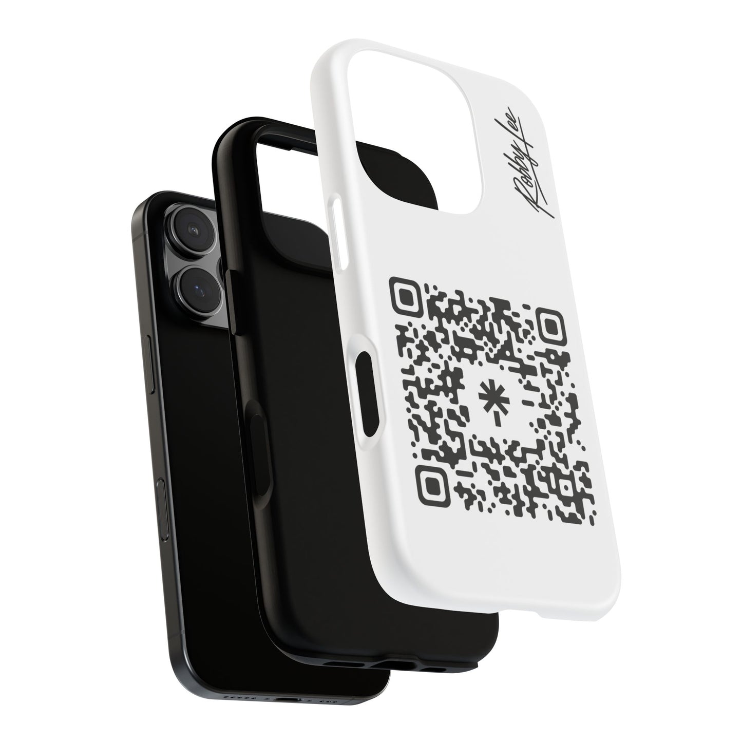 QR Code Tough Phone Case — Minimal White Protective iPhone Cover with Scannable Design