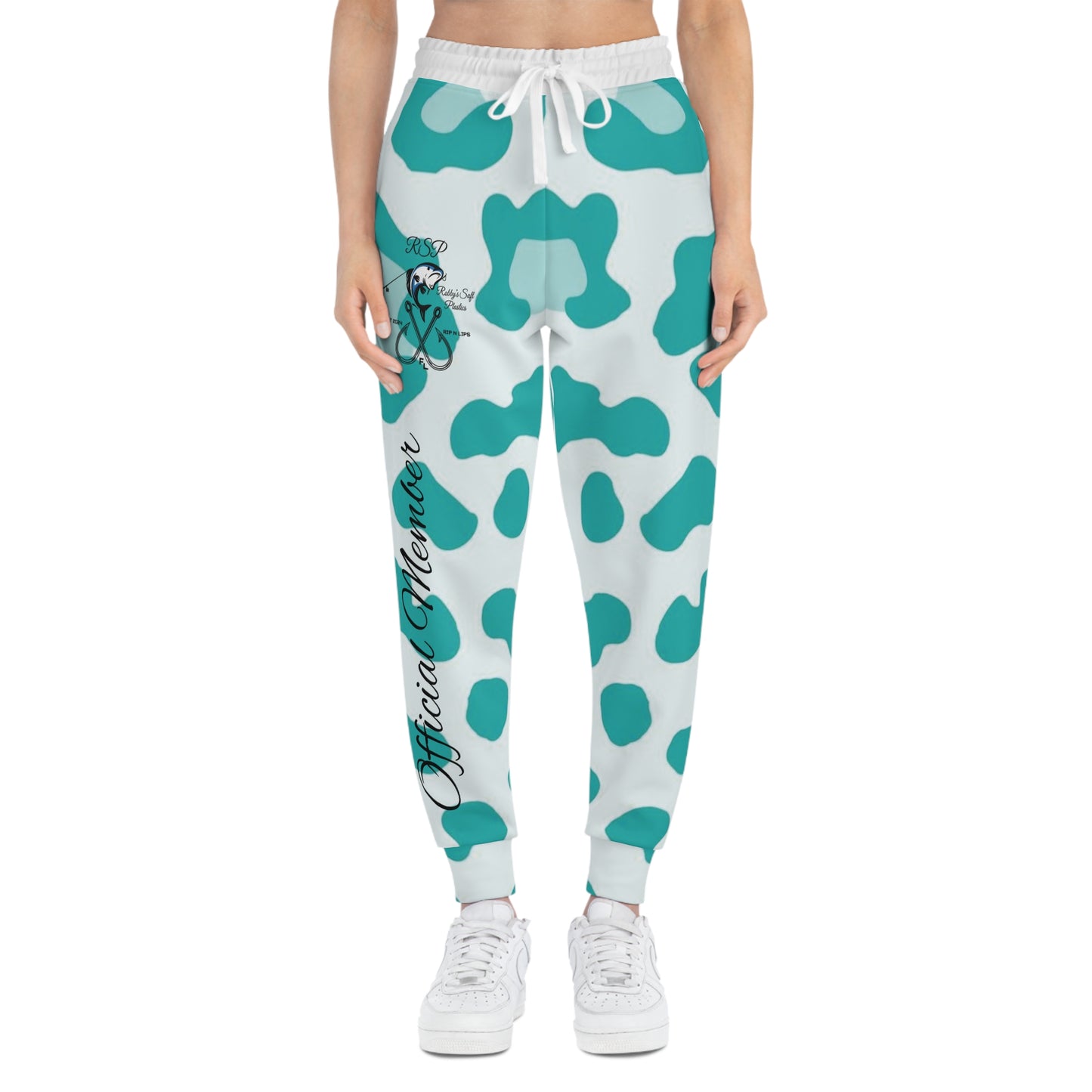 Robbys Soft Plastics Teal Leopard Print Athletic Joggers