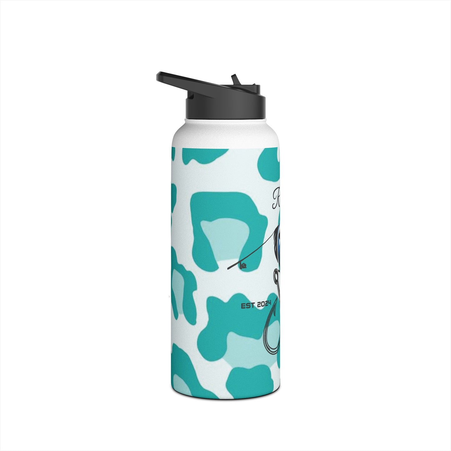 Fishing Logo Stainless Steel Water Bottle – Teal Camo RSP Design