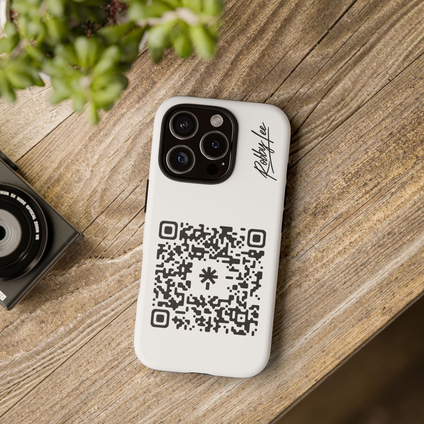 QR Code Tough Phone Case — Minimal White Protective iPhone Cover with Scannable Design