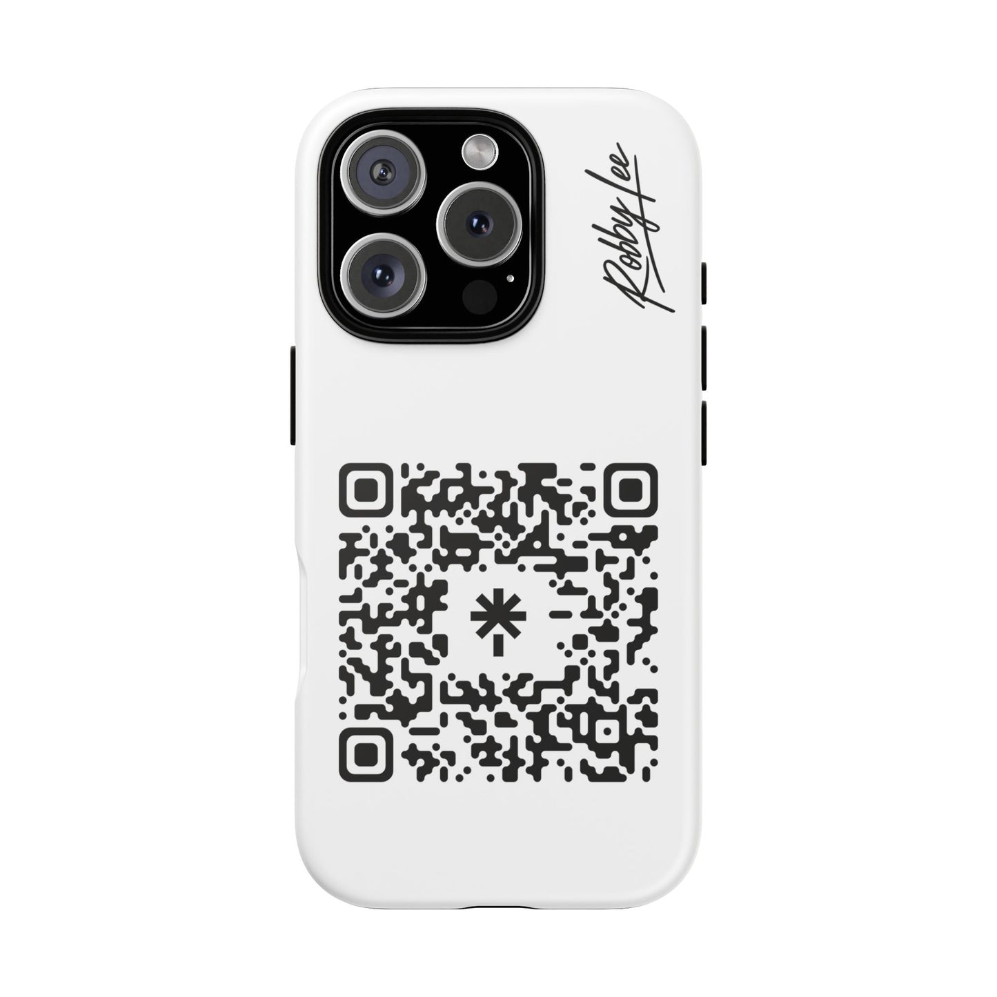 QR Code Tough Phone Case — Minimal White Protective iPhone Cover with Scannable Design