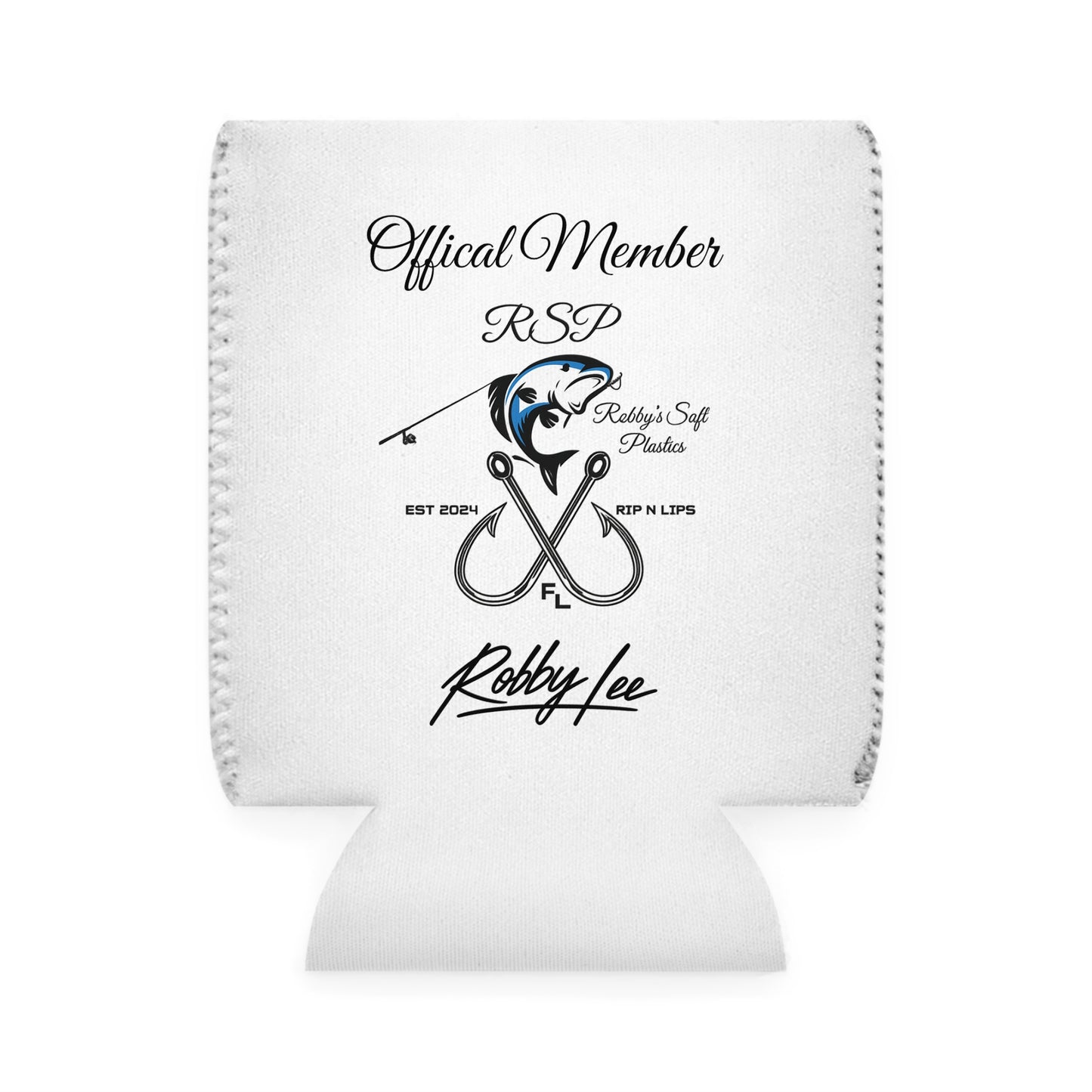 Fishing Club Can Cooler Sleeve — "Official Member RSP" with Robby Lee Signature