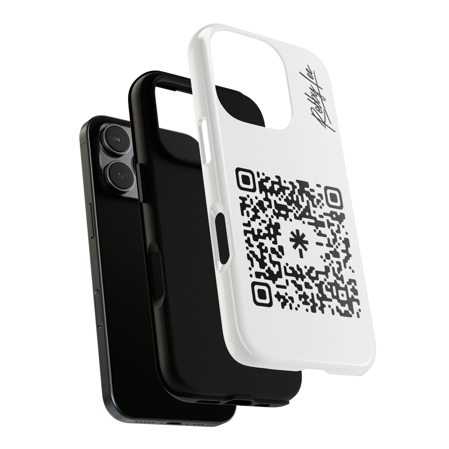 QR Code Tough Phone Case — Minimal White Protective iPhone Cover with Scannable Design